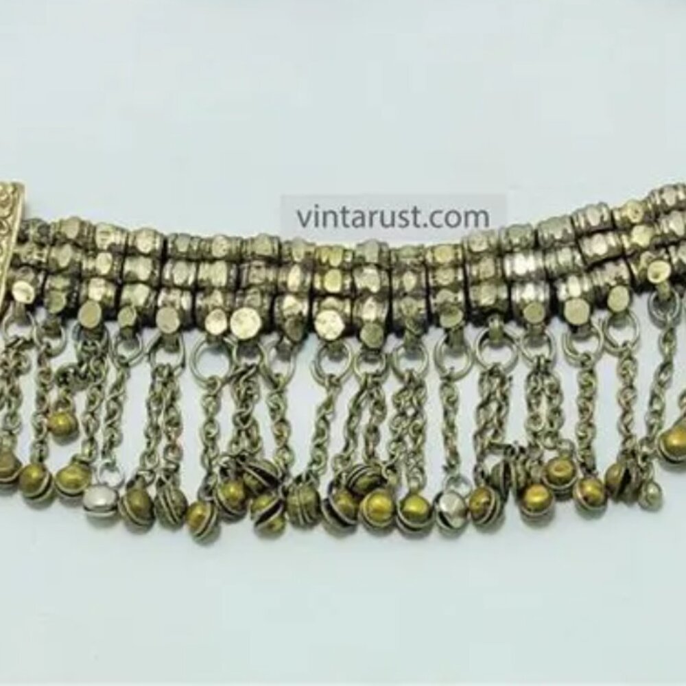 Stylish Statement Necklace With Silver Metal Bead… - image 4